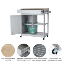 Load image into Gallery viewer, 34.25&quot;H Gray Wooden Basic Kitchen Cart/Island with Solid Oak Top
