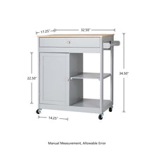 Load image into Gallery viewer, 34.25&quot;H Gray Wooden Basic Kitchen Cart/Island with Solid Oak Top
