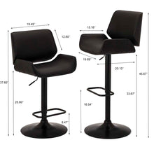 Load image into Gallery viewer, Mid-century Modern Black Adjustable Gaslift Swivel Bar Stool, Set of 2
