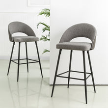 Load image into Gallery viewer, Dark Grey Mixing Fabric/Leatherette Bar Stool with Back and Tapered Metal Legs, Set of 2
