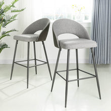 Load image into Gallery viewer, Dark Grey Mixing Fabric/Leatherette Bar Stool with Back and Tapered Metal Legs, Set of 2
