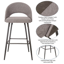 Load image into Gallery viewer, Dark Grey Mixing Fabric/Leatherette Bar Stool with Back and Tapered Metal Legs, Set of 2
