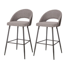 Load image into Gallery viewer, Dark Grey Mixing Fabric/Leatherette Bar Stool with Back and Tapered Metal Legs, Set of 2
