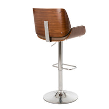 Load image into Gallery viewer, Mid-century Modern Leather Yellowish-brown Adjustable Height Swivel Bar Stool
