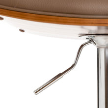 Load image into Gallery viewer, Mid-century Modern Leather Yellowish-brown Adjustable Height Swivel Bar Stool
