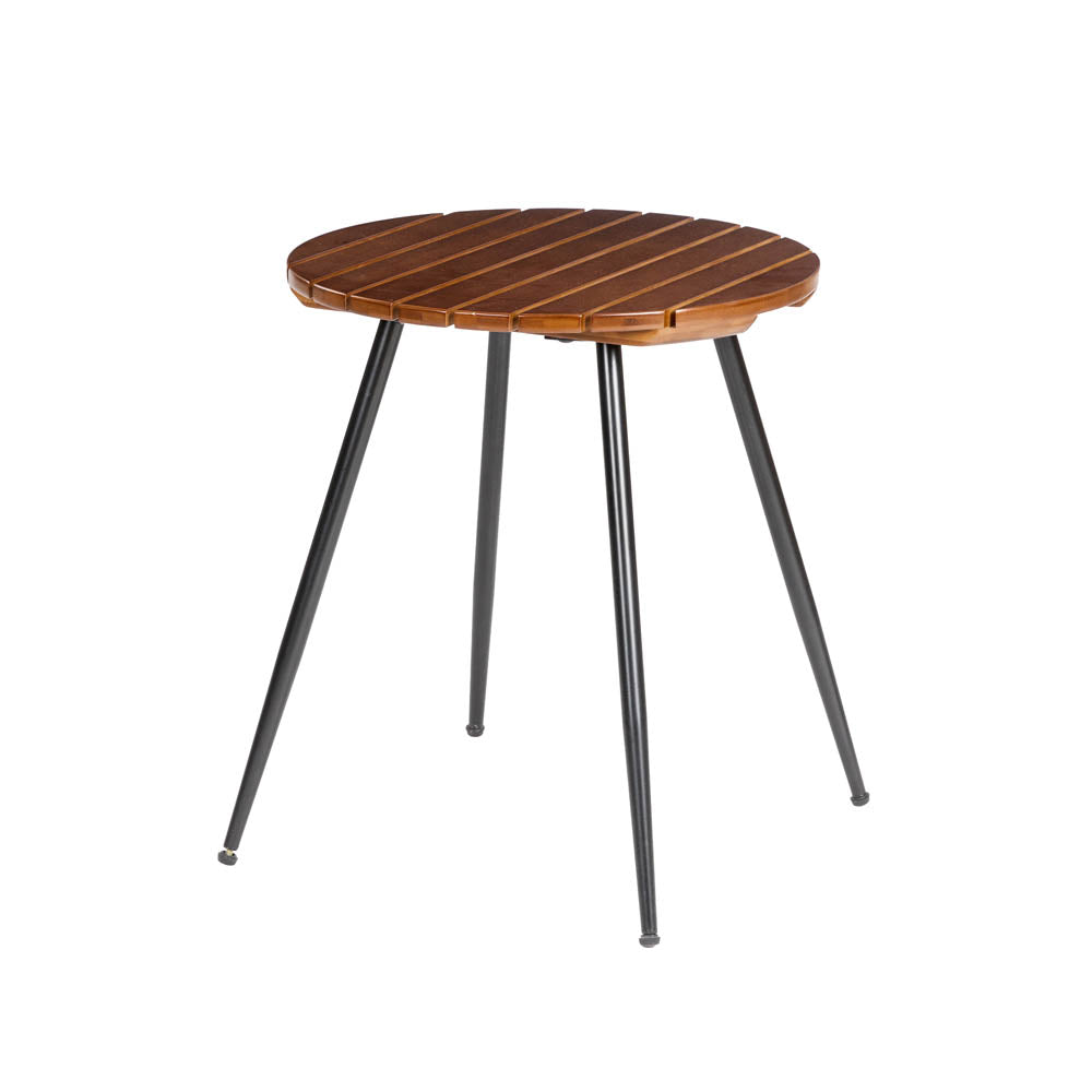 Accent Table with Bamboo Slatted Round Top