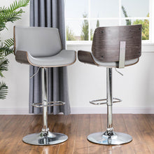 Load image into Gallery viewer, Mid-century Modern Gray Adjustable Height Swivel Bar Stool, Set of 2
