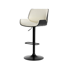 Load image into Gallery viewer, Mid-century Modern White PU and Black Bentwood Adjustable Height Swivel Bar Stool
