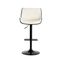 Load image into Gallery viewer, Mid-century Modern White PU and Black Bentwood Adjustable Height Swivel Bar Stool
