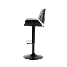 Load image into Gallery viewer, Mid-century Modern White PU and Black Bentwood Adjustable Height Swivel Bar Stool
