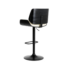 Load image into Gallery viewer, Mid-century Modern White PU and Black Bentwood Adjustable Height Swivel Bar Stool
