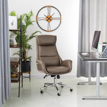 Load image into Gallery viewer, Mid-Century Modern Brownish Grey Leatherette Gaslift Adjustable Swivel Office Chair
