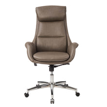 Load image into Gallery viewer, Mid-Century Modern Brownish Grey Leatherette Gaslift Adjustable Swivel Office Chair
