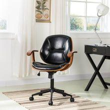 Load image into Gallery viewer, Black Leatherette Adjustable Swivel Desk Chair/Task Office Chair
