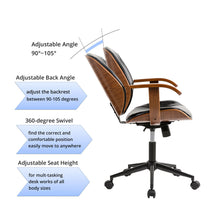 Load image into Gallery viewer, Black Leatherette Adjustable Swivel Desk Chair/Task Office Chair
