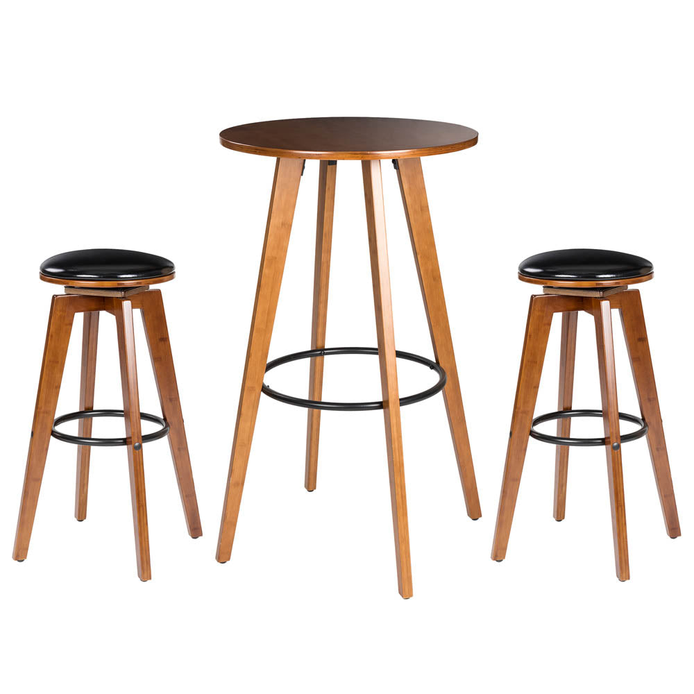 Bamboo Bar Table and Set of 2 Bar Stools