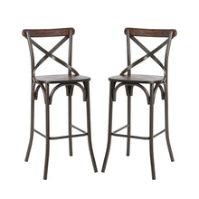 Load image into Gallery viewer, Set of 2 Rustic Steel Bar Stools and One Rustic Steel Square Bar Table
