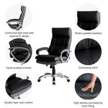 Load image into Gallery viewer, Black PU Leather Gaslift Adjustable High-Back Swivel Office Chair
