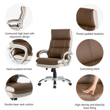 Load image into Gallery viewer, Brown PU Leather Gaslift Adjustable High-Back Swivel Office Chair
