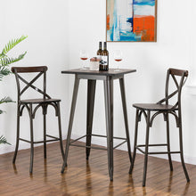 Load image into Gallery viewer, Set of 2 Rustic Steel Bar Stools and One Rustic Steel Square Bar Table
