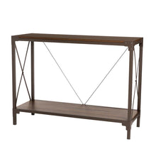 Load image into Gallery viewer, 43.25&quot;L Modern Industrial Brown Wood/Metal Console Table
