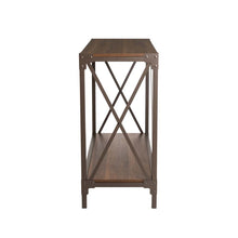 Load image into Gallery viewer, 43.25&quot;L Modern Industrial Brown Wood/Metal Console Table
