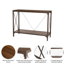 Load image into Gallery viewer, 43.25&quot;L Modern Industrial Brown Wood/Metal Console Table
