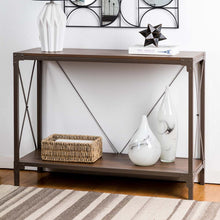 Load image into Gallery viewer, 43.25&quot;L Modern Industrial Brown Wood/Metal Console Table
