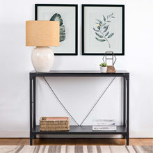 Load image into Gallery viewer, 43.25&quot;L Modern Industrial Black Wood/Metal Console Table
