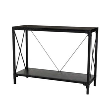 Load image into Gallery viewer, 43.25&quot;L Modern Industrial Black Wood/Metal Console Table
