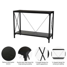 Load image into Gallery viewer, 43.25&quot;L Modern Industrial Black Wood/Metal Console Table
