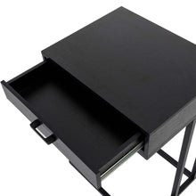 Load image into Gallery viewer, 26&quot;H Modern Industrial Black Wood/Metal C Side &amp; End Table with a Drawer and 2 USB Charging Ports
