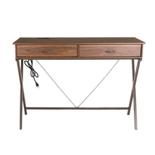 Load image into Gallery viewer, 43.25&quot;L Modern Industrial Brown Wood/Metal Writing Desk With 1 Outlet and 2 USB Charging Ports
