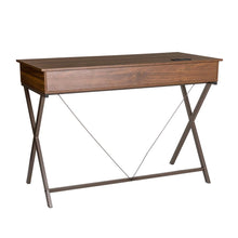 Load image into Gallery viewer, 43.25&quot;L Modern Industrial Brown Wood/Metal Writing Desk With 1 Outlet and 2 USB Charging Ports
