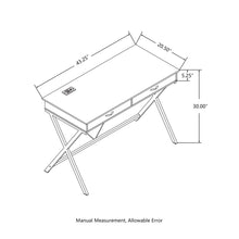 Load image into Gallery viewer, 43.25&quot;L Modern Industrial Brown Wood/Metal Writing Desk With 1 Outlet and 2 USB Charging Ports
