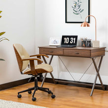 Load image into Gallery viewer, 43.25&quot;L Modern Industrial Brown Wood/Metal Writing Desk With 1 Outlet and 2 USB Charging Ports
