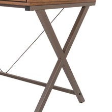 Load image into Gallery viewer, 43.25&quot;L Modern Industrial Brown Wood/Metal Writing Desk With 1 Outlet and 2 USB Charging Ports
