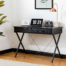 Load image into Gallery viewer, 43.25&quot;L Modern Industrial Black Wood/Metal Writing Desk With 1 Outlets and 2 USB Charging Ports
