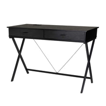 Load image into Gallery viewer, 43.25&quot;L Modern Industrial Black Wood/Metal Writing Desk With 1 Outlets and 2 USB Charging Ports
