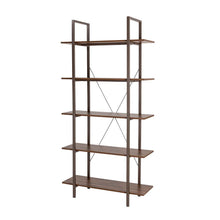 Load image into Gallery viewer, 72&quot;H Modern Industrial Brown Wood/Metal 5-Tier Bookcases &amp; Shelves
