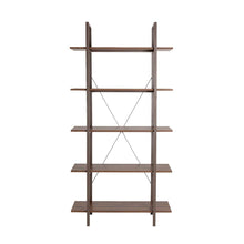 Load image into Gallery viewer, 72&quot;H Modern Industrial Brown Wood/Metal 5-Tier Bookcases &amp; Shelves
