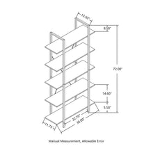 Load image into Gallery viewer, 72&quot;H Modern Industrial Brown Wood/Metal 5-Tier Bookcases &amp; Shelves
