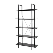 Load image into Gallery viewer, 72&quot;H Modern Industrial Black Wood/Metal 5-Tier Bookcases &amp; Shelves
