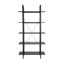 Load image into Gallery viewer, 72&quot;H Modern Industrial Black Wood/Metal 5-Tier Bookcases &amp; Shelves
