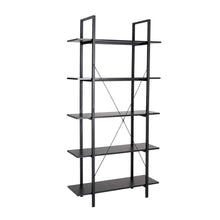 Load image into Gallery viewer, 72&quot;H Modern Industrial Black Wood/Metal 5-Tier Bookcases &amp; Shelves
