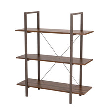 Load image into Gallery viewer, 41.5&quot;H Modern Industrial Brown Wood/Metal 3-Tier Bookcases &amp; Shelves
