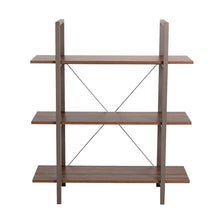 Load image into Gallery viewer, 41.5&quot;H Modern Industrial Brown Wood/Metal 3-Tier Bookcases &amp; Shelves
