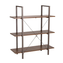 Load image into Gallery viewer, 41.5&quot;H Modern Industrial Brown Wood/Metal 3-Tier Bookcases &amp; Shelves
