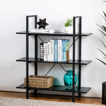 Load image into Gallery viewer, 41.5&quot;H Modern Industrial Black Wood/Metal 3-Tier Bookcases &amp; Shelves
