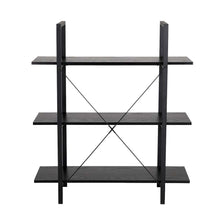 Load image into Gallery viewer, 41.5&quot;H Modern Industrial Black Wood/Metal 3-Tier Bookcases &amp; Shelves
